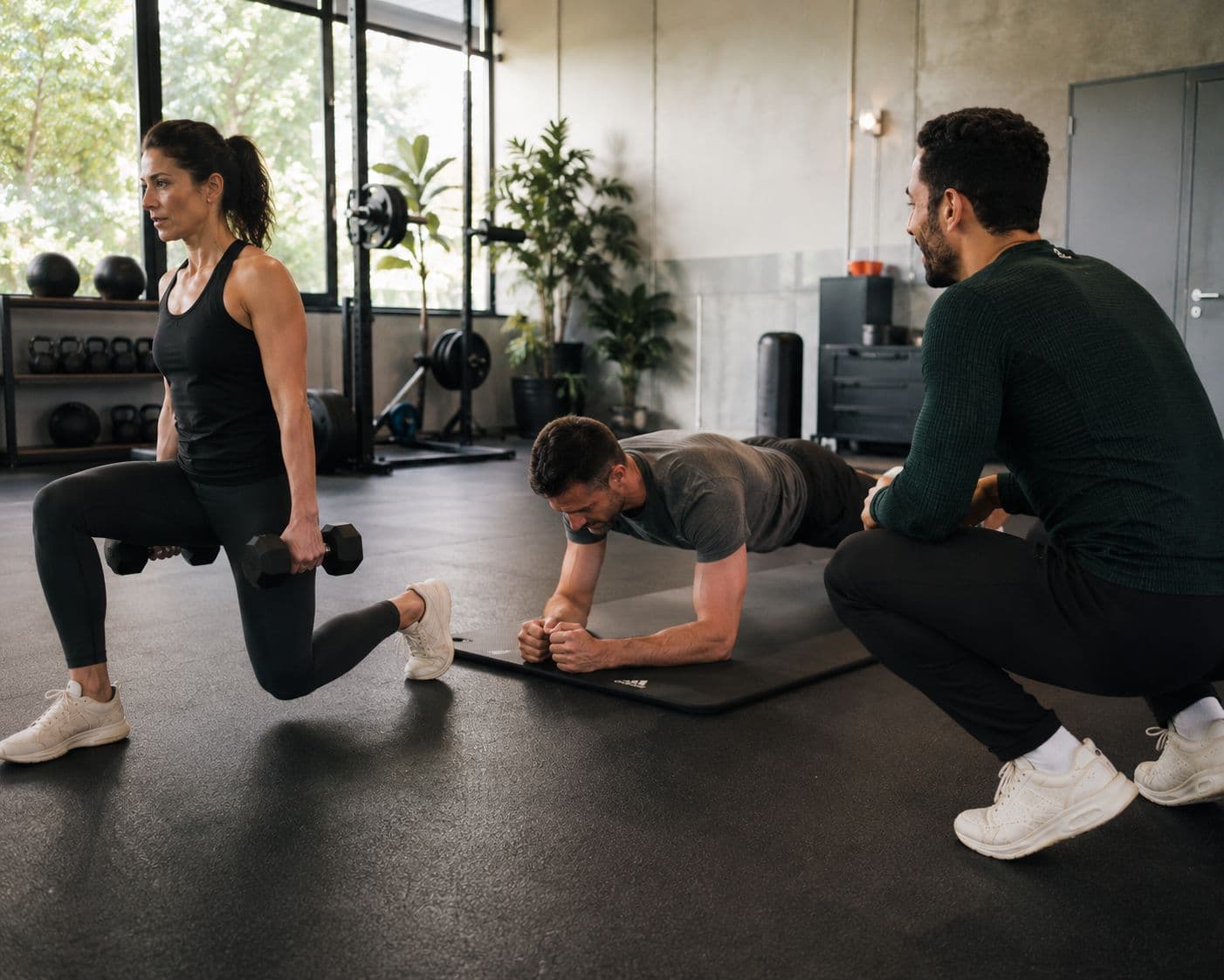 Séance de coaching sportif en salle avec un coach diplômé