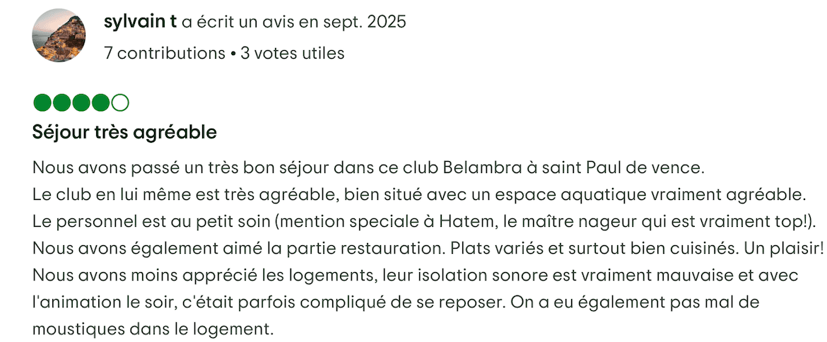 Avis sylvain t. — Septembre 2025 — 4 étoiles